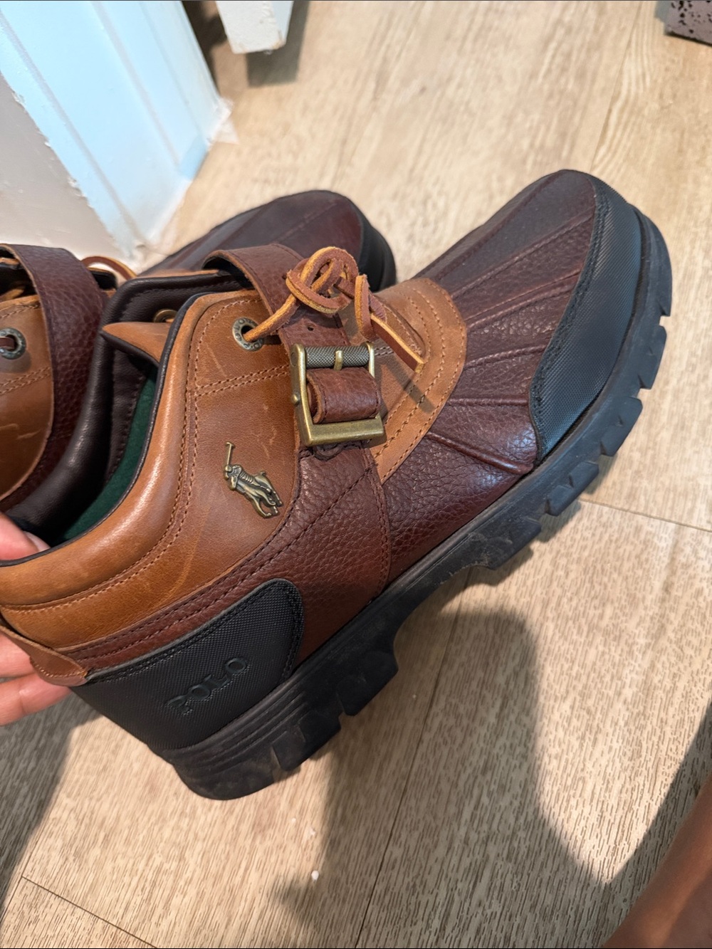 Polo by Ralph Lauren Brown Leather Buckle-Accent Trek Dover Boots